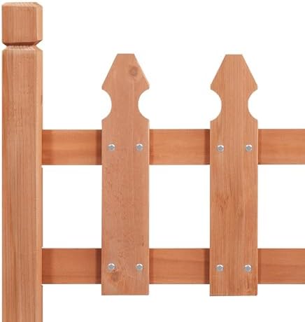 Topeakmart 177.5in Picket Fence for Garden, Wooden Fence Panels,Light Brown