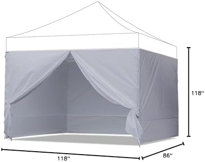 ABCCANOPY Canopy Side Wall Set 10x10,4 Walls Only No Frame and Top Gray