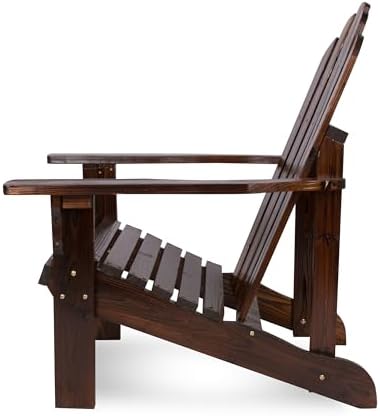 Shine Company 4618BB Marina Wooden Outdoor Patio Adirondack Chair, Burnt Brown