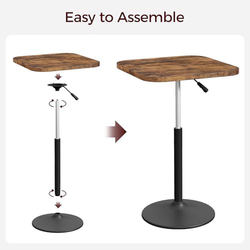 MAHANCRIS Bar Table, Height-Adjustable Pub Table 26.8-36.2 Inches, Cocktail T...