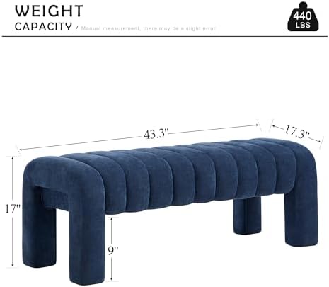 43.3" Bedroom Bench, Upholstered Entryway Bench, Modern End of Bed Ottom...