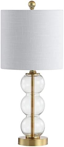 JONATHAN Y February 21" Stacked Sphere Table Lamp, Clear/Brass Gold
