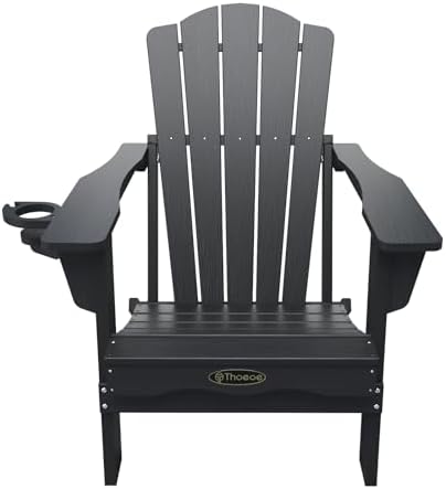 THOEOE Folding Adirondack Chair, HDPE All-Weather Outdoor Chair