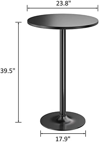 Furmax Bistro Pub Table 2 Pack Round Bar Height Cocktail Table Metal Base MDF...