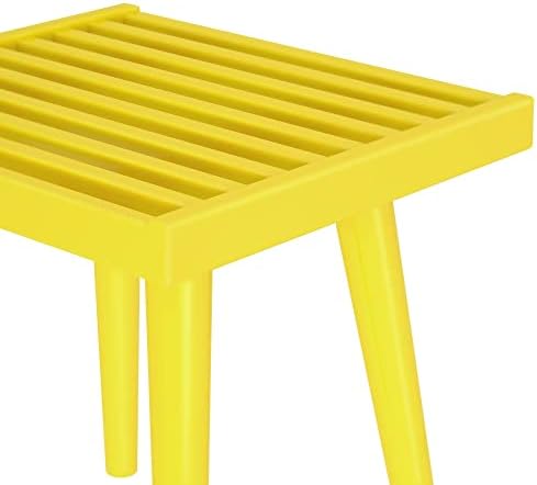Plank+Beam Square Entryway Bench, Mid-Century Modern, 19", Yellow