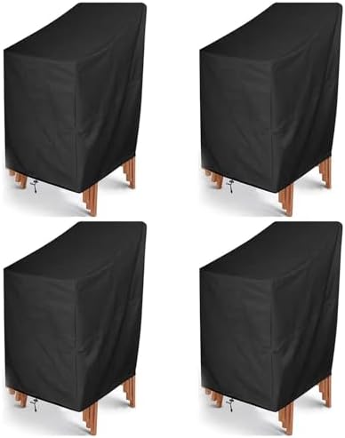 Outdoor Chair Covers, 4 Pack Waterproof Patio Stackable Chair Cover Outdoor P...