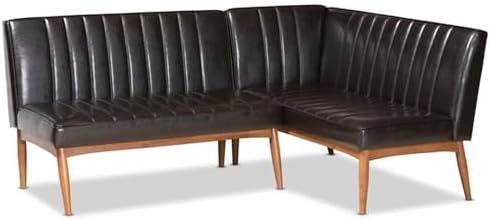 Baxton Studio Daymond Mid-Century Modern Dark Brown Faux Leather Upholstered ...