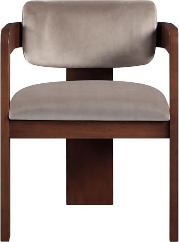 Meridian Furniture Sacha Velvet/Rubberwood Dining Chair, Taupe, Set of 2
