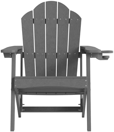 LUE BONA HDPE Adirondack Chairs Set of 4, Dark Gray Fire Pit Chairs
