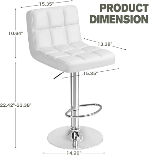 Furmax Bar Stools Modern Pu Leather Swivel Adjustable Hydraulic Bar Stool Squ...