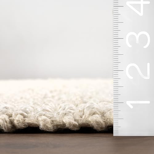 nuLOOM Daniela Off White Solid Flatweave Area Rug, 8' Round