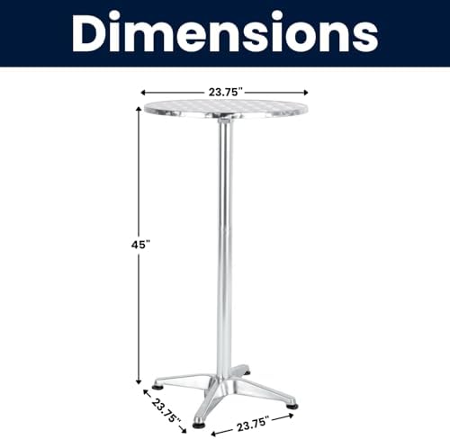 BTEXPERT Aluminum Indoor Outdoor 23.75" Round Restaurant Bar Height 45&q...