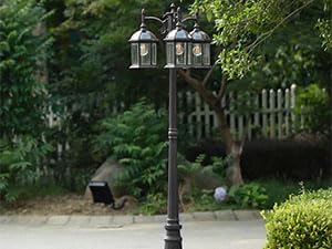 Aluminum Outdoor Lamp Post Birdcage, Hardwired Street Light Post for Outside,...