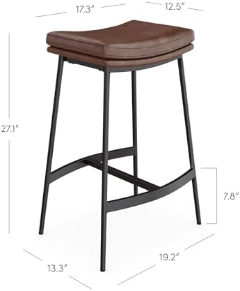 Nathan James Arlo Modern Backless Upholstered Kitchen Counter Bar Stool with ...
