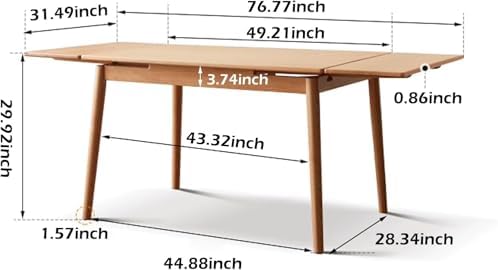 49.21’’-76.77’’ Extendable Dining Room Table for 6-10 Person, 100% Solid Wood...