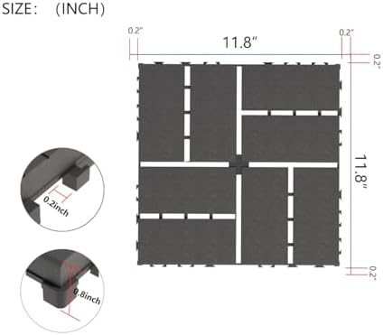 44 Sq. ft Plastic Interlocking Deck Tiles, ACIDBOLT 44 PCS 12" x 12"...
