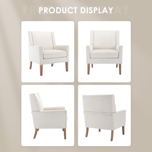 COLAMY Modern Wingback Living Room Chair, Upholstered Fabric Accent Armchair,...