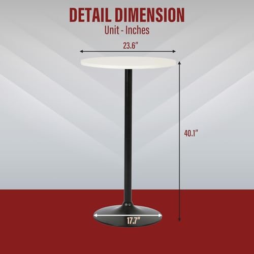 Round Bar Table 40" Height Modern Pub Table with Solid Top and Sturdy Me...