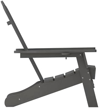 Flash Furniture Newport Adirondack Chair with Cup Holder, Weather Resistant P...