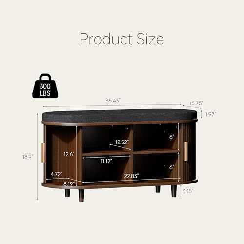 DHH 2-Tier Storage Bench,Wide Shoe Bench with Thickened Padded Seat Cushion, ...