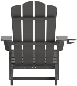 Flash Furniture Newport Adirondack Chair with Cup Holder, Weather Resistant P...