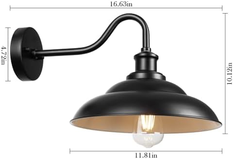 Outdoor Barn Light, 12'' Farmhouse Exterior Wall Mount Light, Outdoor...