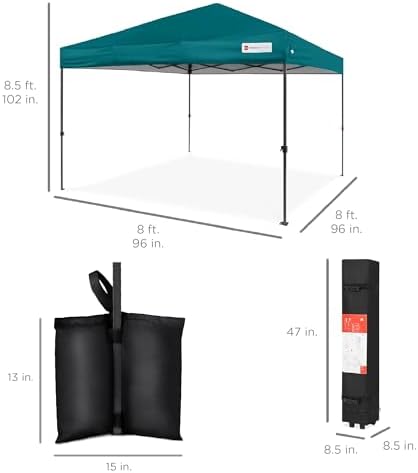 Best Choice Products 8x8 Pop Up Canopy Tent, EZ Setup, Cerulean