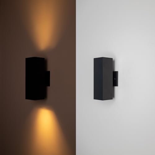 mirrea 12" Modern Outdoor Porch Light in 2 Lights, Matte Black, 4 Pack
