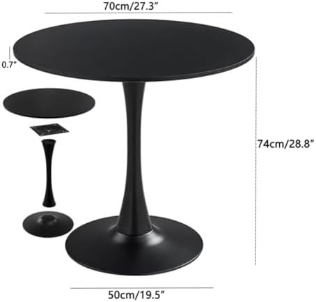 27.3" Tulip Dining Table, Black, Perfect for 2-4 People, Mid-Century Mod...