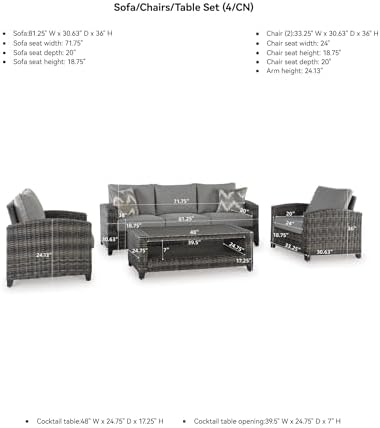Signature Design by Ashley Oasis Court 4-Piece Patio Furniture Set, Gray