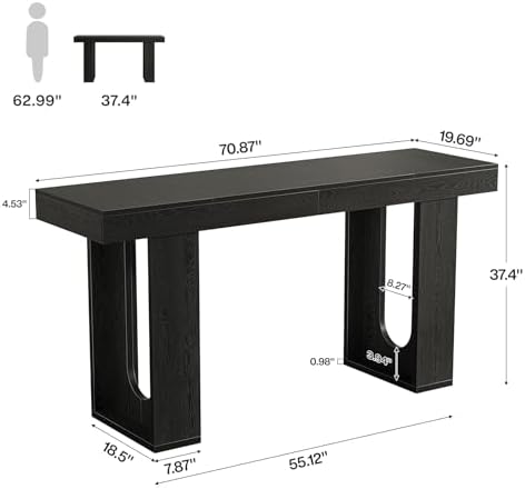 Tribesigns 70.9-Inch Extra Long Bar Table, Modern Counter Height Pub Table, R...