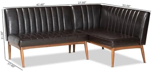 Baxton Studio Daymond Mid-Century Modern Dark Brown Faux Leather Upholstered ...