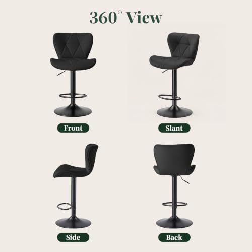 Bar Stools Set of 4, PU Leather Adjustable Height Swivel Barstool