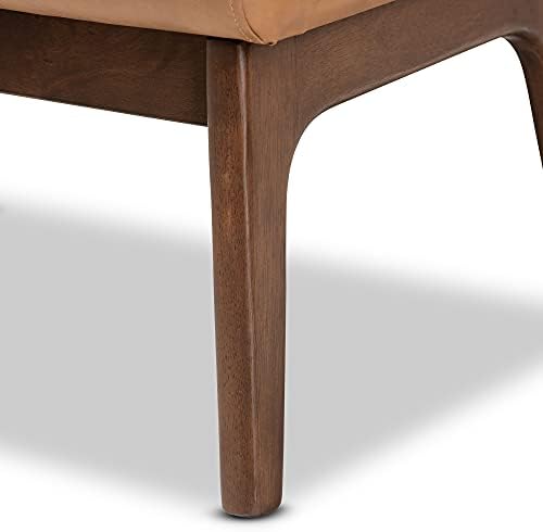 Baxton Studio Bianca Mid-Century Modern Walnut Brown Finished Wood and Tan Fa...