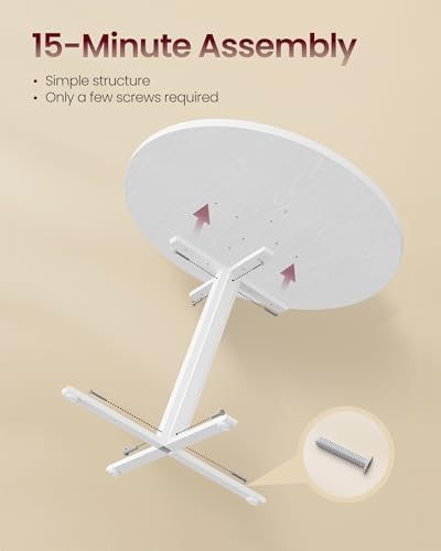 VASAGLE Dining Table Set, Round Dining Table with 2 Upholstered Chairs