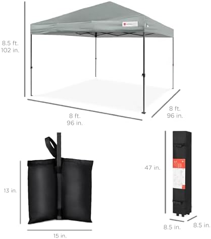 Best Choice Products 8x8 Pop Up Canopy Tent, EZ Setup, Silver
