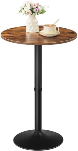HOOBRO Round Bar Table, 35" Tall Pub Table, Cocktail Table with Base for...