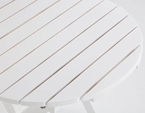 Outdoor Small Table, Round Folding Wooden Patio Side Table Furniture End Tabl...