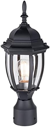 LIT-PaTH Outdoor Post Light, Aluminum Pole Lantern, Black, 1 Pack