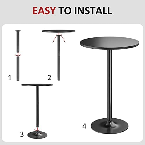 Furmax Bistro Pub Table 2 Pack Round Bar Height Cocktail Table Metal Base MDF...