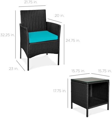 Best Choice Products 3-Piece Outdoor Wicker Conversation Bistro Set, Space Sa...