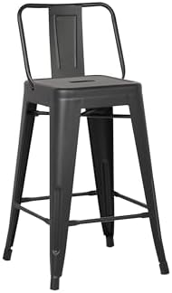 AC Pacific 24” Metal Barstool Set of 2 – Country Rustic Style with Low Back, ...