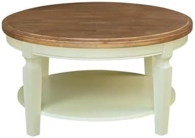 IC INTERNATIONAL CONCEPTS Solid Wood Vista Round Coffee Table, Hickory/Shell
