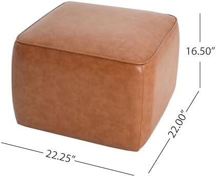 Christopher Knight Home Ellis Faux Leather Pouf Ottoman Foot Rest, Square PU ...