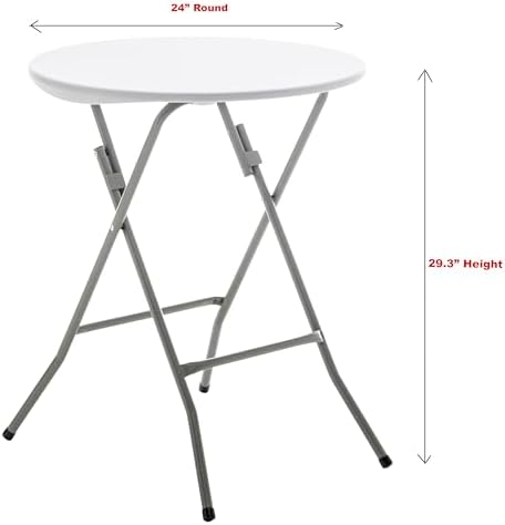 BTEXPERT White 24" Round Plastic Folding Table Commercial Portable for P...