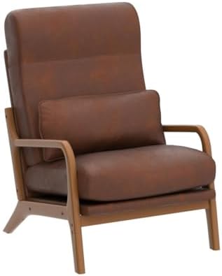 Karl home Accent Chair High Back Mid-Century Modern, Brown