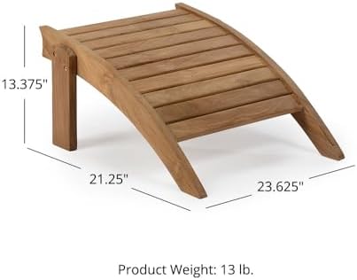 Titan Great Outdoors Grade A Teak Adirondack Chair with Footstool for Backyar...