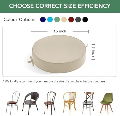 Summsun Outdoor Bistro Chair Cushions Set of 2, 15" D x 3" H Round ...