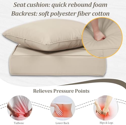 22x24“ Outdoor Deep Seat Cushions Set of 2, Patio Replacement Foam Cushions f...