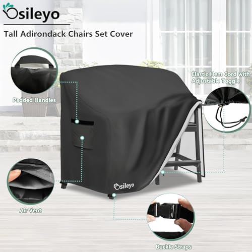 Tall Adirondack Chairs Set Cover for Poly Balcony Chair with Connecting Tray ...